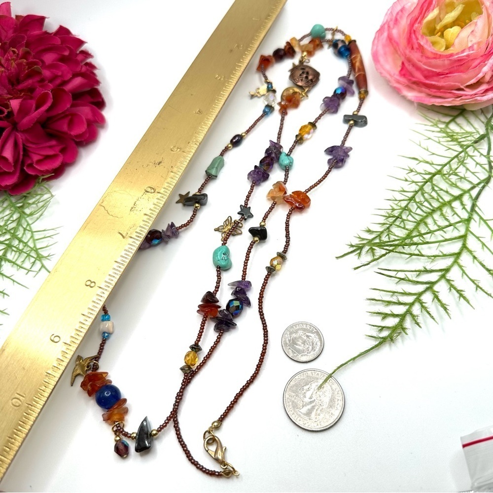 NEW⚜️Gemstone & Charm Vintage Beaded Necklace - Picture 6 of 9